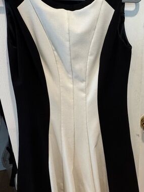 Calvin Klein Black and White Paneled Midi Dress